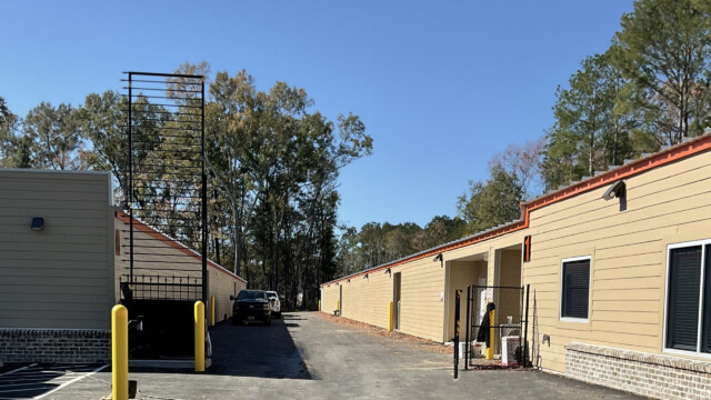 secure and clean entryway to both drive-up storage units and climate-controlled storage units