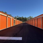 Row of drive-up storage units