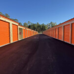 Row of drive-up storage units