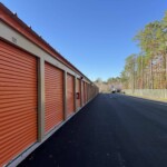 Row of drive-up storage units
