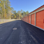 Row of drive-up storage units